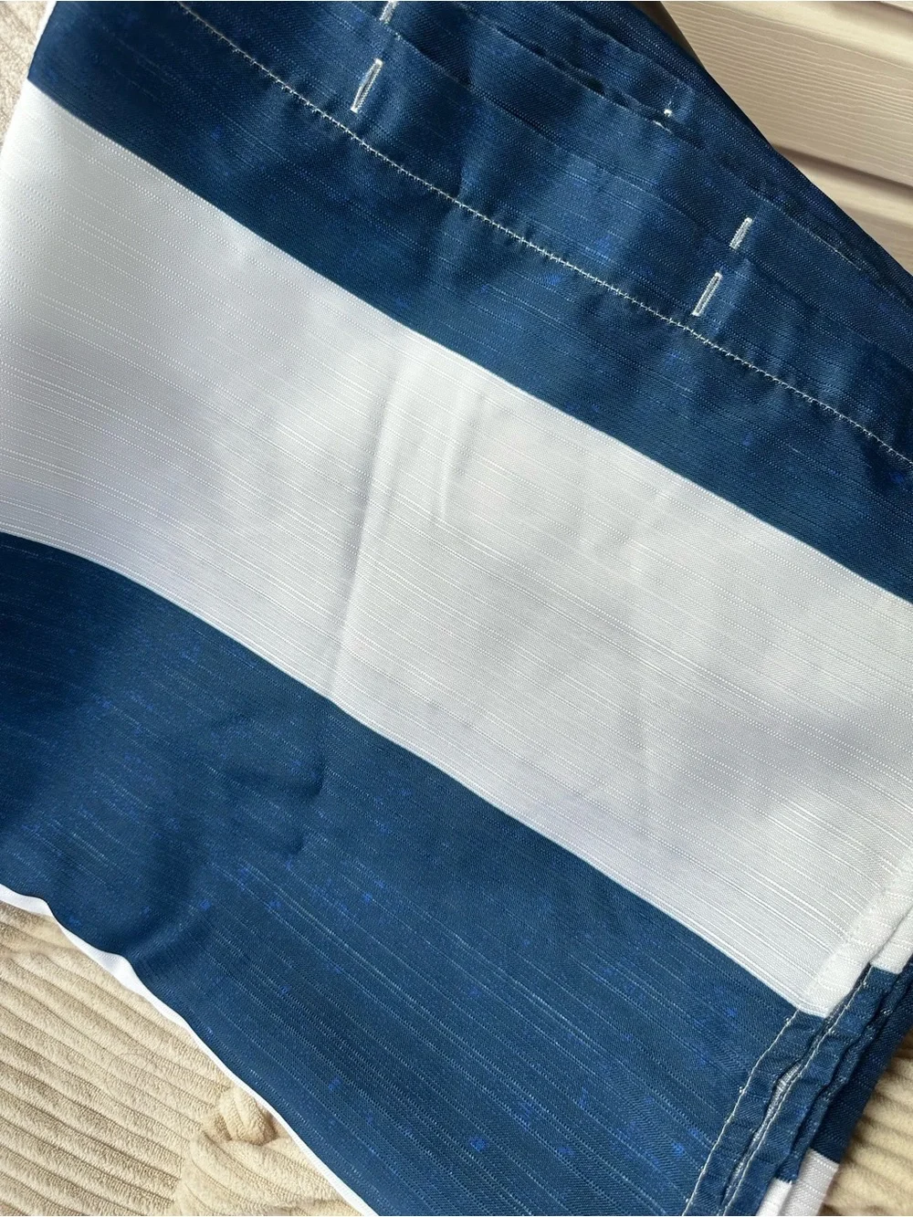 Navy and White Wide Stripe Shower Curtain
